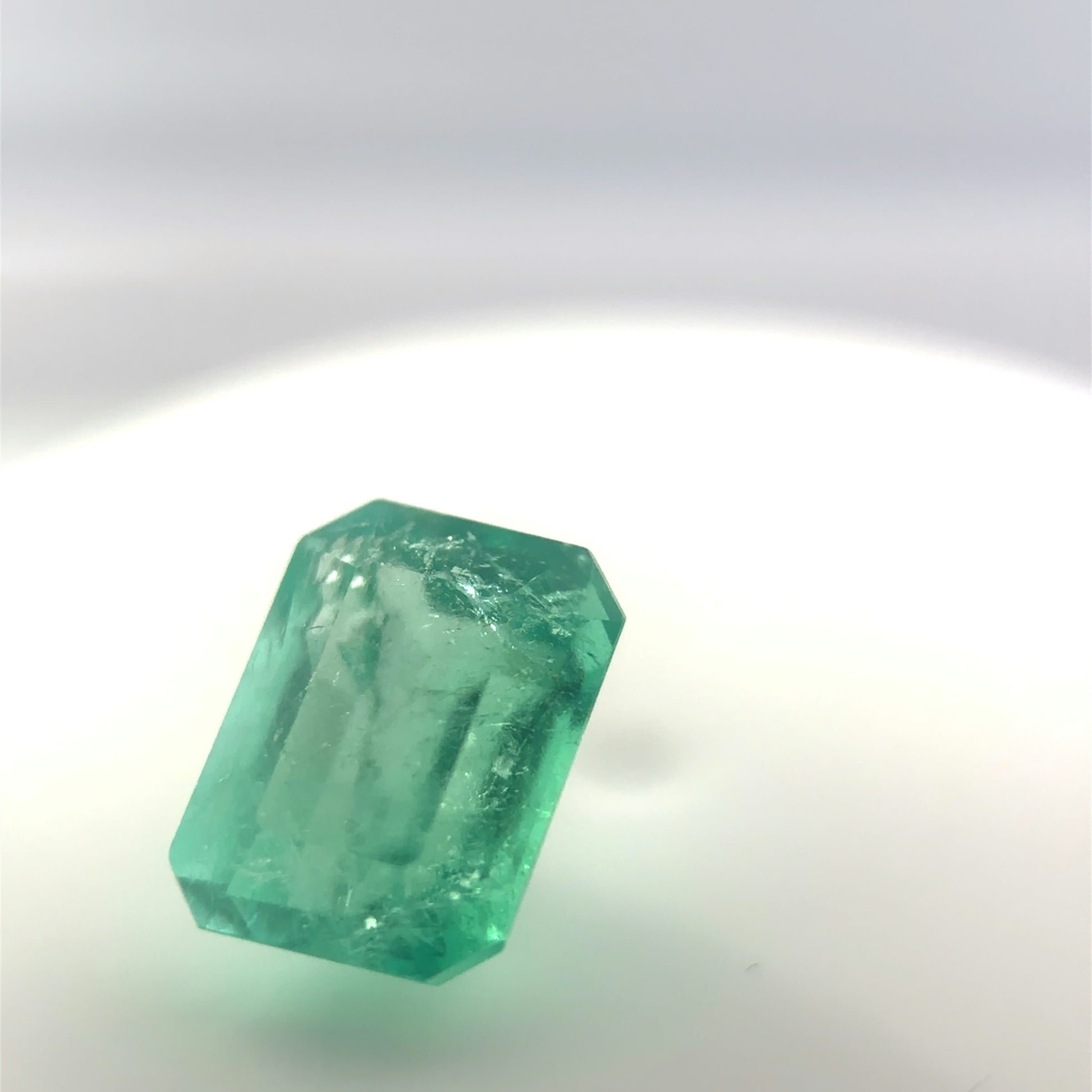4.45 ct Natural Step Cut Emerald Gemstone in Very Slightly Bluish Green