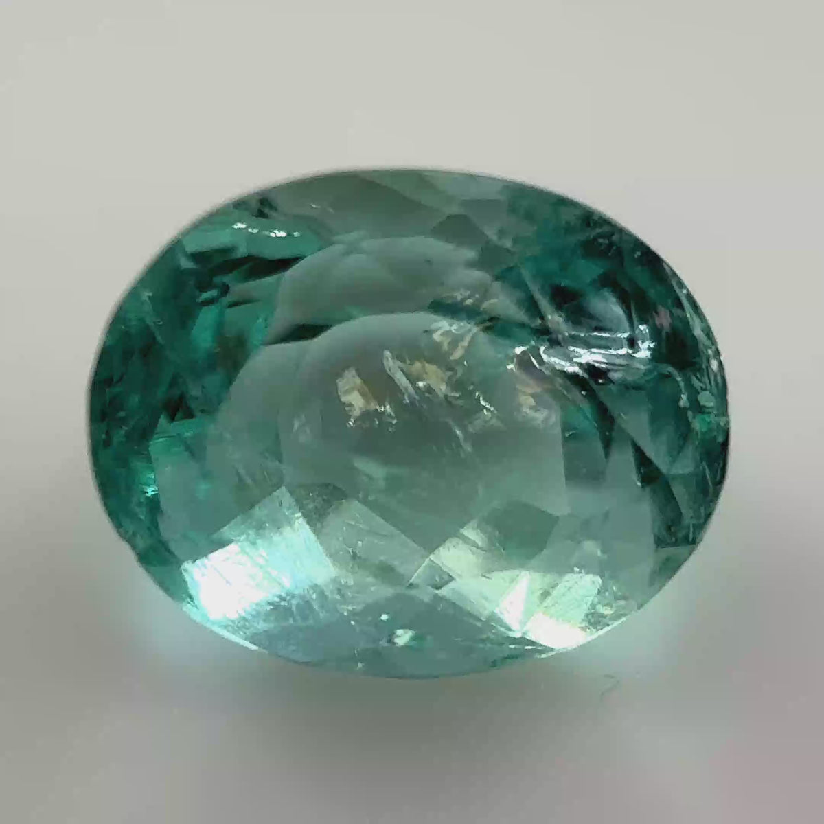 1.83 Oval Cut Bluish Green Aqua Natural Emerald Gemstone - Muzo