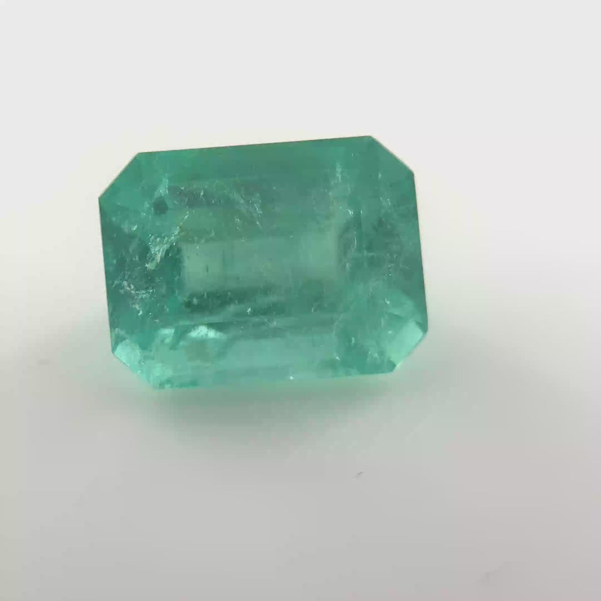 4.45 ct Natural Step Cut Emerald Gemstone in Very Slightly Bluish Green