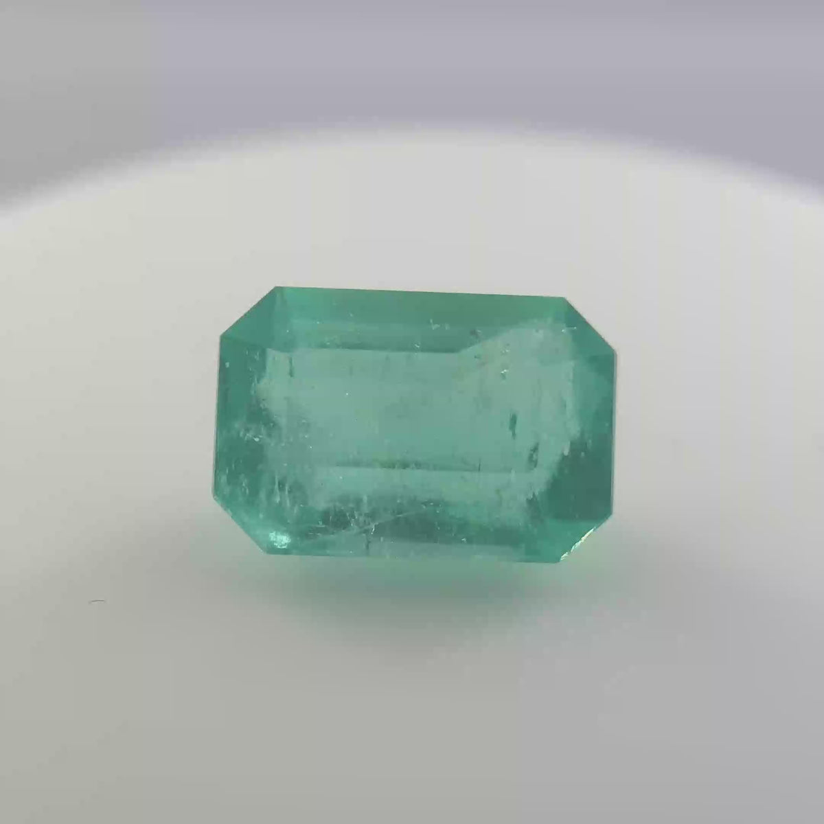3.34 ct Classic Emerald Cut Loose Bluish Green Emerald Step Cut Gemstone